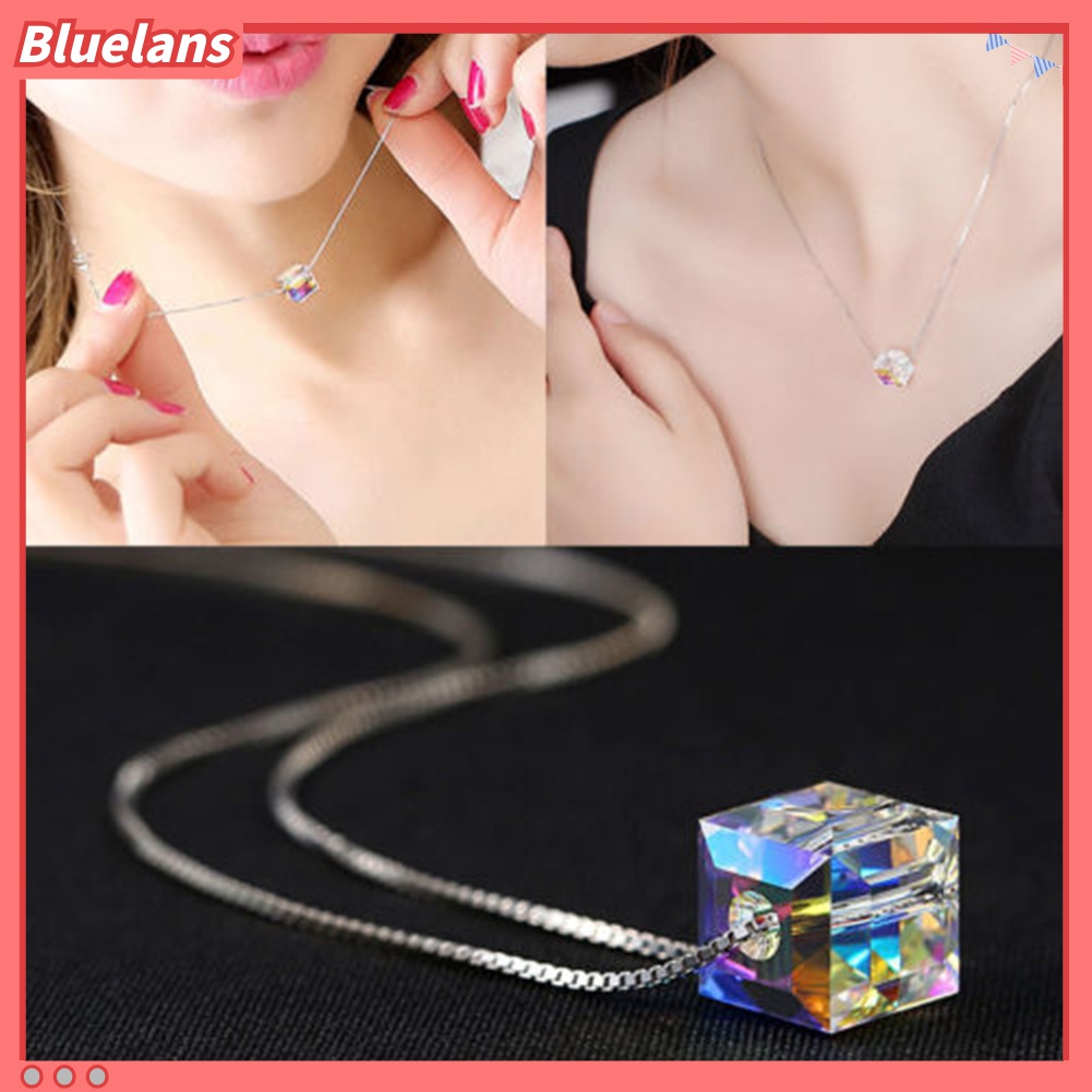 Dây chuyền mặt đá hình khối lập phương đơn giản thanh lịch dành cho nữ