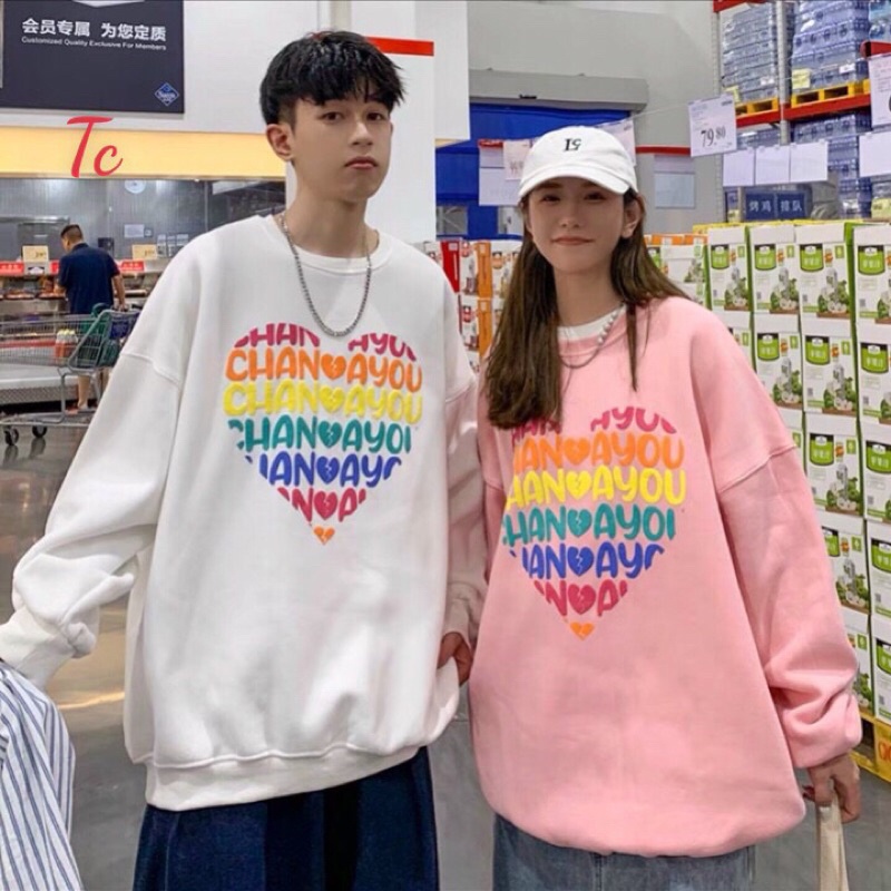 [FREESHIP] Áo Sweater Nỉ Bông In Hình Trái Tim Bảy Màu Siêu Đẹp (Kèm Ảnh thật + Video)