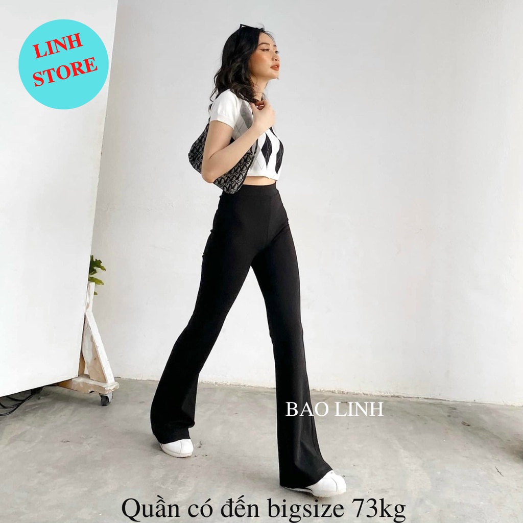 Quần Legging Nữ Ống Loe LINH STORE BigSize Dáng Legging Mặc Ở Cạp Chun Chất Liệu Cotton Co Dãn Bốn Chiều M056