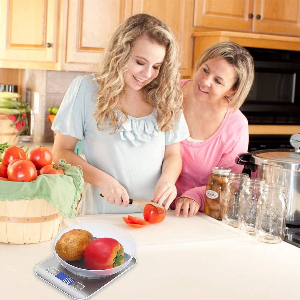 Cân thực phẩm kỹ thuật số Walfos bằng thép không gỉ với màn hình LCD (11lb / 5kg)