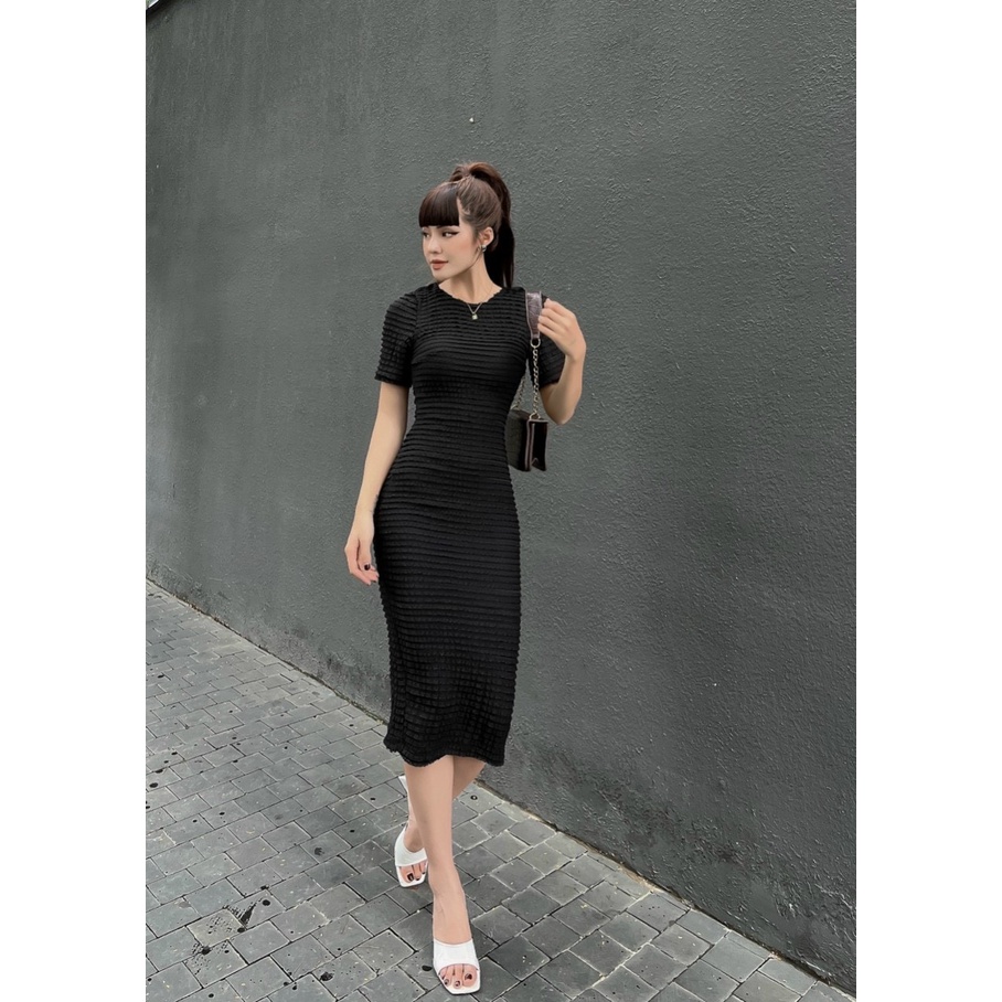 Đầm Jade dress DD34 ôm body tay ngắn ren thun cao cấp Cin House