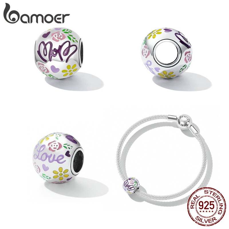 Hạt xỏ BAMOER BSC595 bạc 925 nhiều màu sắc cho trang sức tự làm