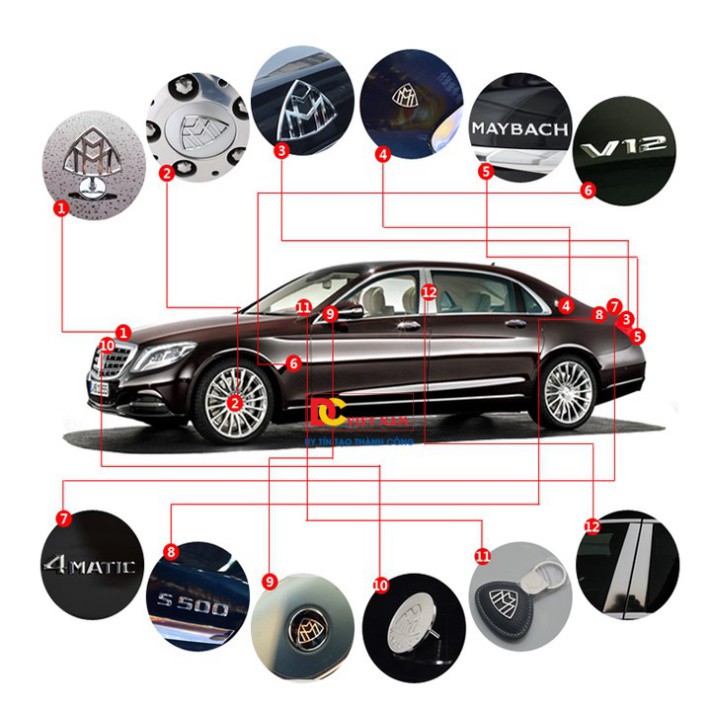 Sản Phẩm Logo huy hiệu nắp capo đầu xe ô tô Maybach cao cấp MB2668 .