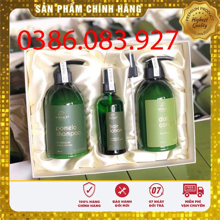 [CHÍNH HÃNG] ComBo Vijully 3in1 Bộ Dầu Gội và Kem Xả Bưởi và Tinh dầu bưởi Cao Cấp có hộp và túi