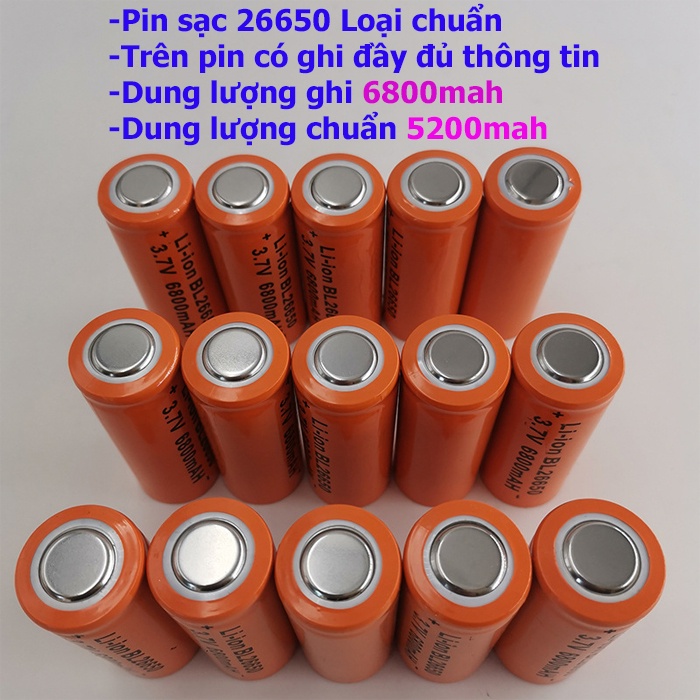 Pin sạc 26650-Dung lượng 6800mah-Pin sạc cho đèn pin đa năng