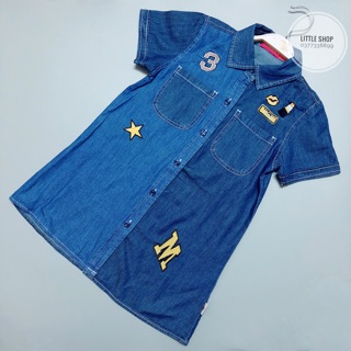 Đầm sơ mi bé gái denim thêu