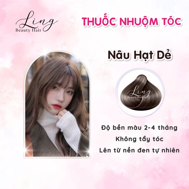 Thuốc nhuộm tóc màu NÂU HẠT DẺ, không tẩy tóc lên từ nền đen tự nhiên