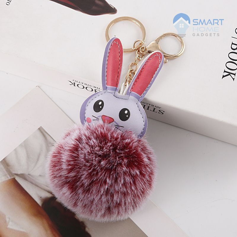 Móc Khóa Cục Bông Hình Tai Thỏ Cute - Móc Chìa Khóa Dễ Thương