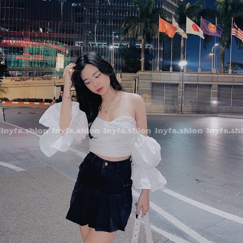 Áo Cup Ngực Gấm Hoa Tay Phồng