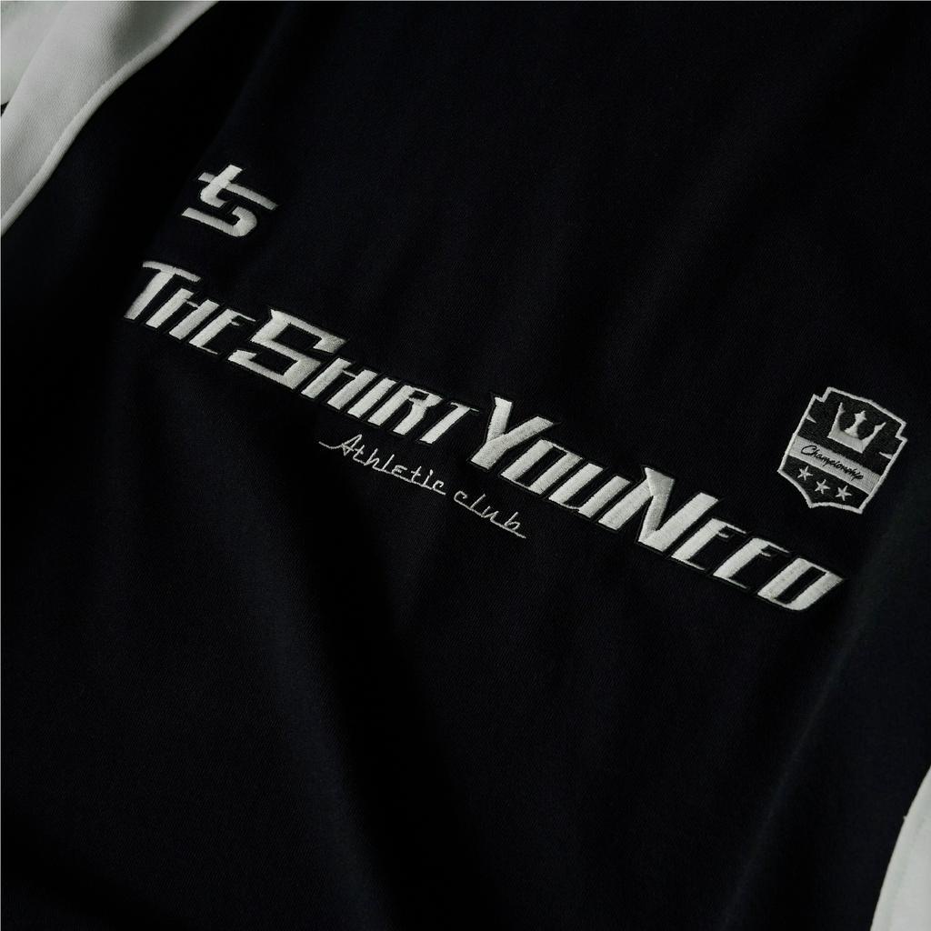 Áo Sweater TSUN Patchwork - Tay Dài - [UNISEX] - Đen - Logo Thêu