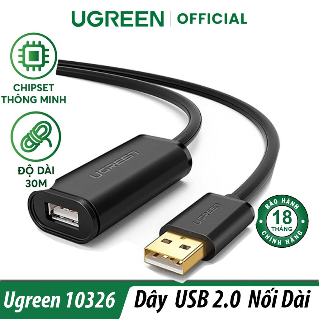 Cáp Nồi Dài USB 2.0 Dài 25M Hỗ Trợ Chipset Ugreen 10326 Chính Hãng [US121]