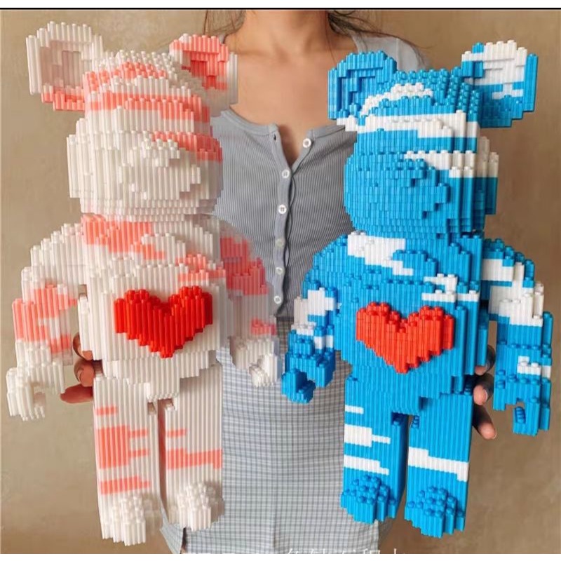 Xếp hình thông minh gấu bearbick 3d có ngăn kéo cao 35 cm