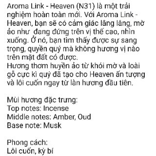 Nước hoa aroma link heaven