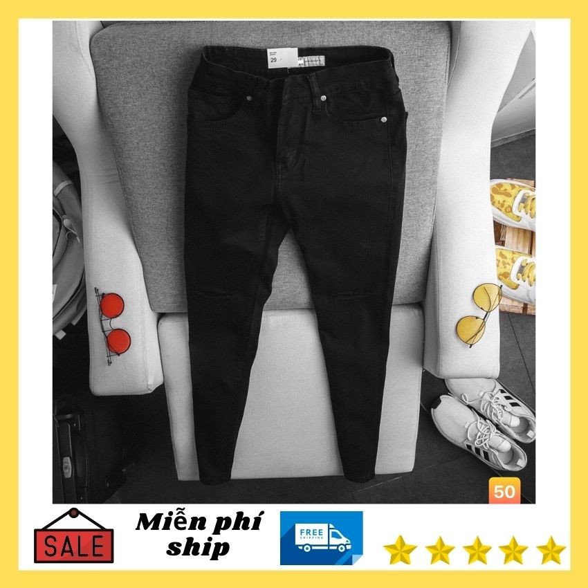 Quần jean nam màu đen rách gối đẹp giá rẻ,quần bò TAKA 50 | BigBuy360 - bigbuy360.vn