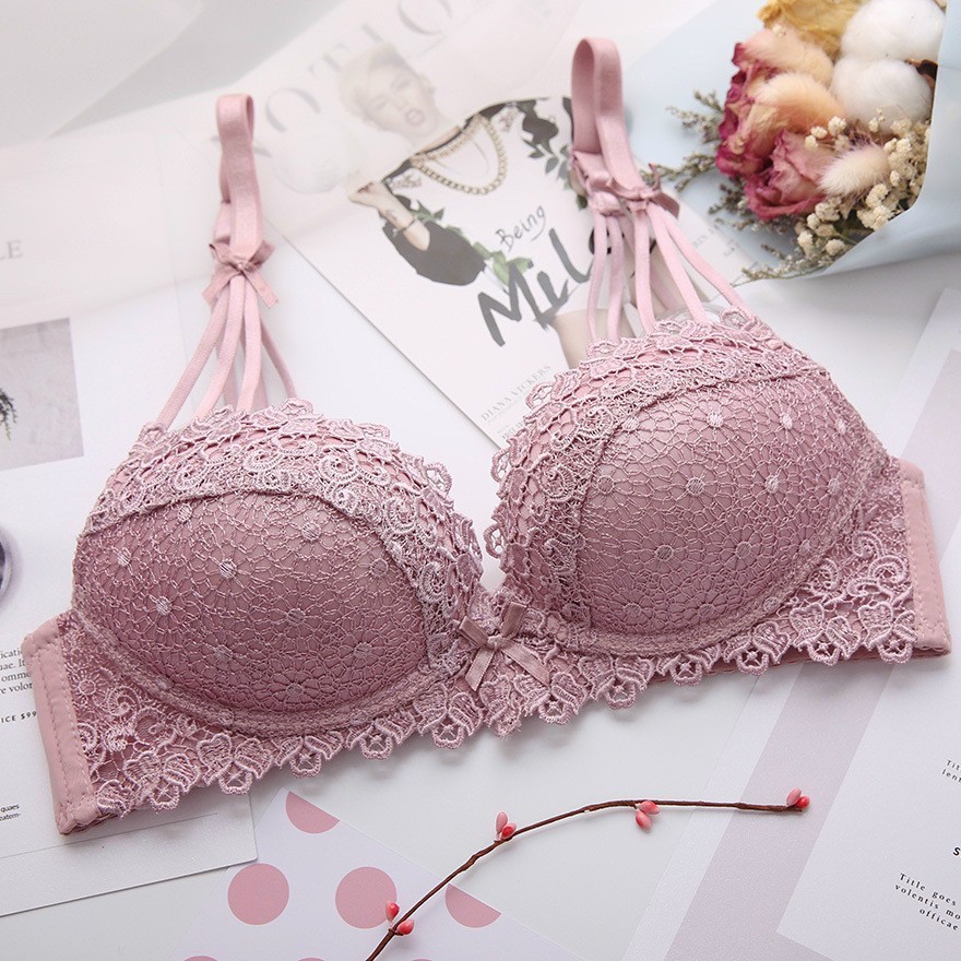 BỘ ĐỒ LÓT REN KHÔNG GỌNG CUP NGANG ĐỆM MÚT XOÀI CÓ THỂ THÁO RỜI NÂNG NGỰC VANVENE B375