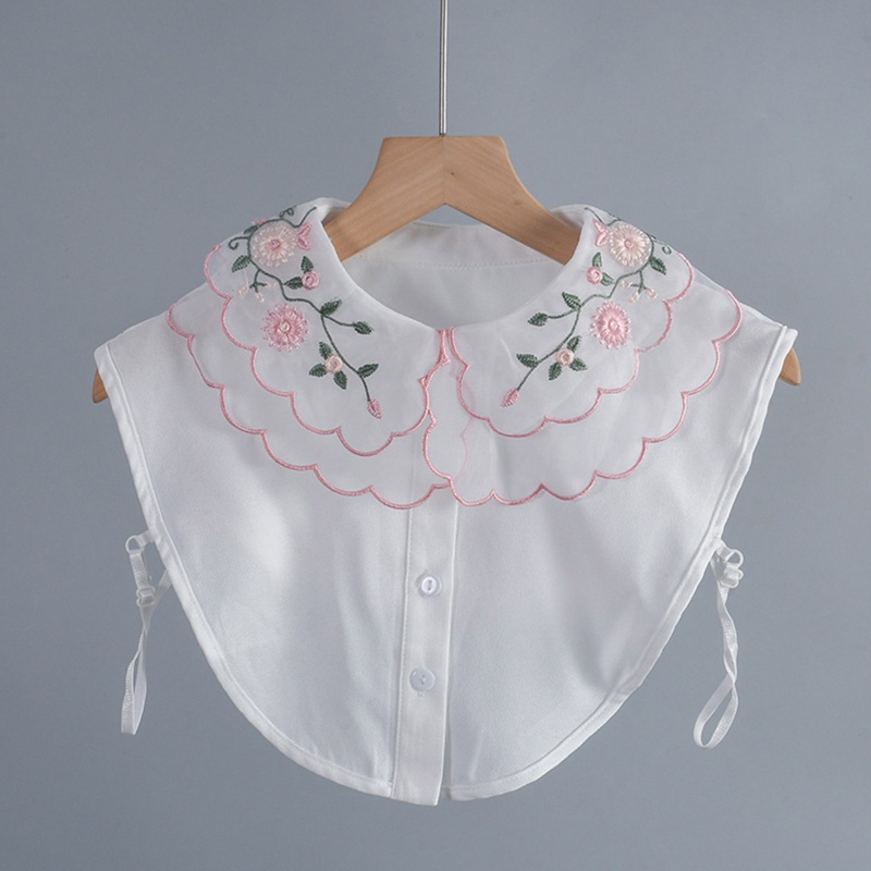 Áo Sơ Mi Lửng Cổ Bẻ Thêu Hoa Có Thể Tháo Rời Thời Trang Cho Nữ