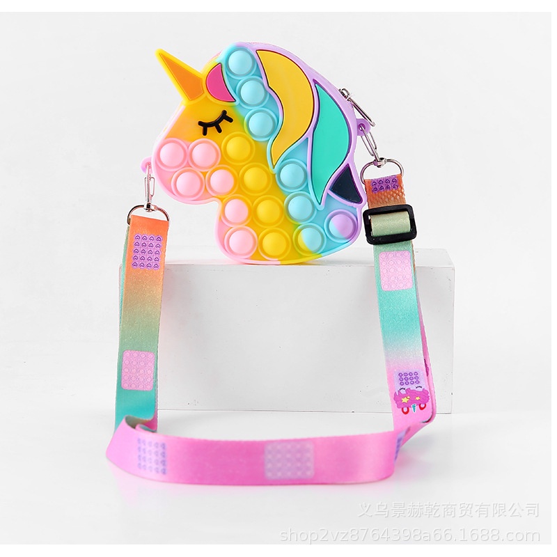 Pop It Fidget Túi đeo vai kỳ lân, Ví móc khóa, Push Bubble Disney Minnie Đồ chơi, Nhiều phong cách