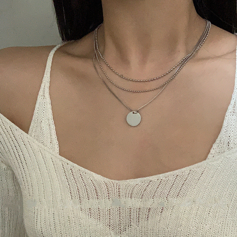 Dây chuyền mặt tròn phong cách Hàn Quốc đơn giản hợp thời trang cho nữ