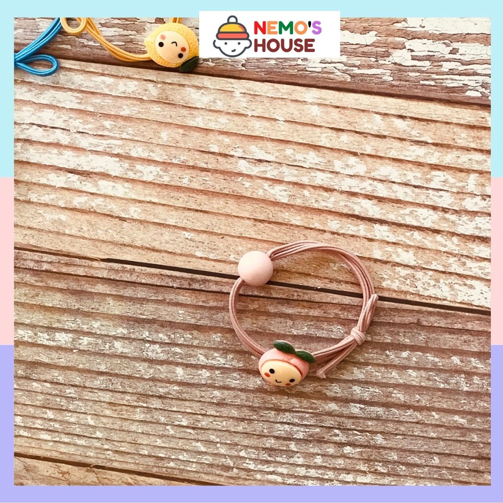 Cột tóc dây chun, dây cột tóc họa tiết  hình trái cây nhiều màu sắc đáng yêu