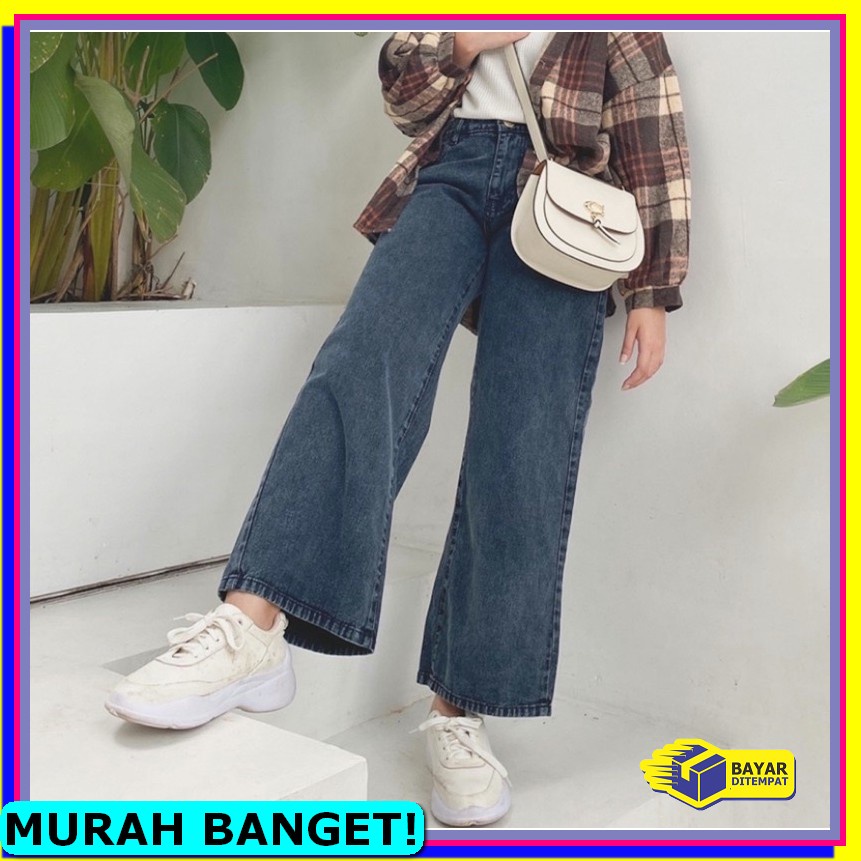 Quần jean lưng cao có túi màu đen thời trang MN644 Culottes Snow / L 1