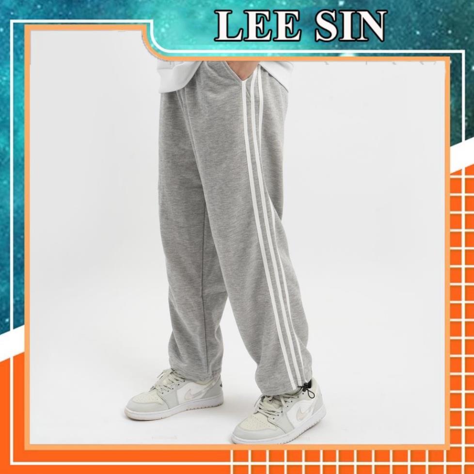 Quần jogger BÓ CHUN RÚT GẤU 3 SỌC thể thao unisex nam nữ ống rộng hiphop basic pants - Lee sin