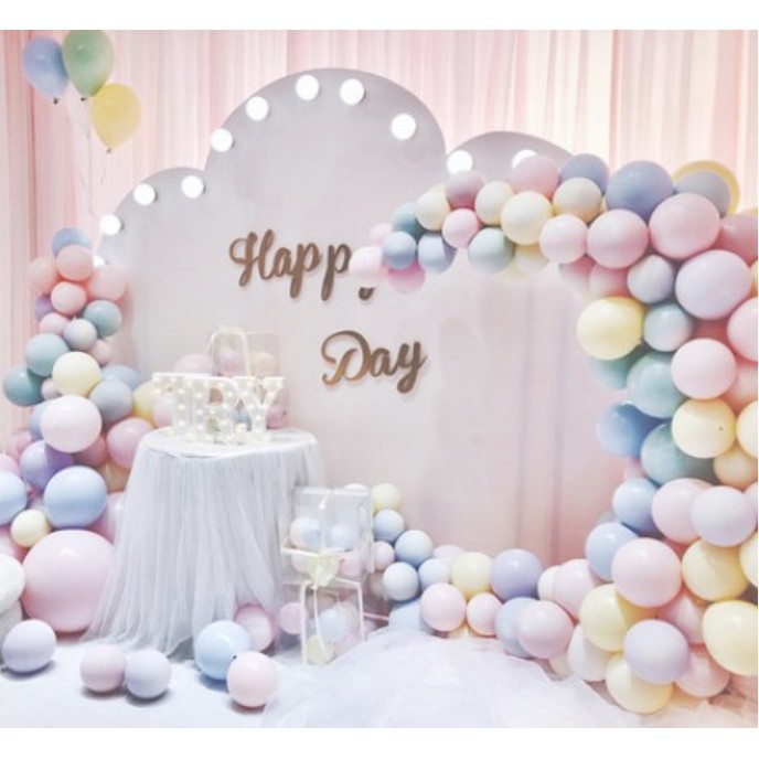 Bong bóng pastel Macaron 25cm bịch 10 cái trang trí sinh nhật cho bé trai hoặc bé gái tại nhà