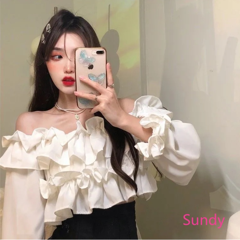 Set Áo Kiểu Trễ Vai Plus Size + Chân Váy Xếp Li Dành Cho Nữ