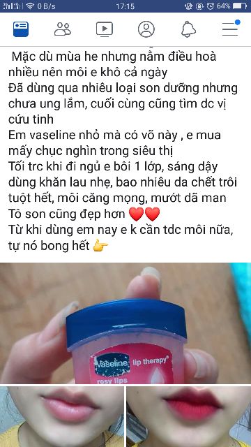 Dưỡng mềm và hồng môi Vaseline. | BigBuy360 - bigbuy360.vn