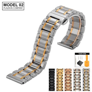 Dây đồng hồ thép không gỉ inox model 02 kiểu khóa bấm chống han gỉ chống bay màu (18mm 20mm 22mm) mã 2019a4