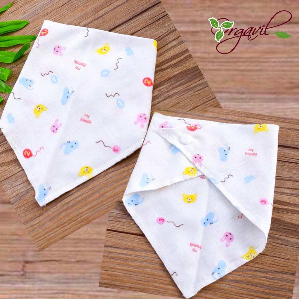 Khăn Yếm Tam Giác Cho Bé - Yếm Xô Cotton 4 Lớp Dày Dặn Siêu Thấm Mềm Mịn Hàng Cao Cấp (Có Cúc Bấm) - Orgavil