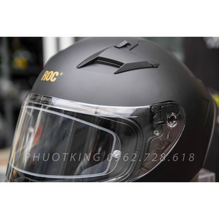 [TẶNG KHÓA MŨ] Mũ bảo hiểm fullface ROC 01 đen nhám ( tặng kèm sẵn Pinlock và túi đựng nón )