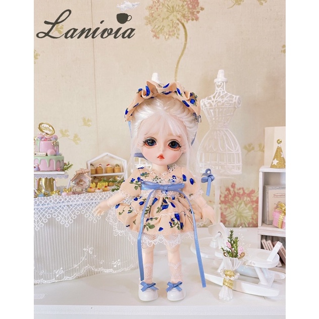 Set đầm ren hoa xanh