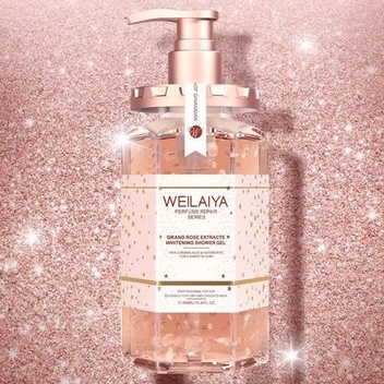 Sữa tắm Weilaiya cánh hoa hồng dưỡng trắng da Damask Weilaiya Grand Rose Extracts Whitening Shower Gel 450ml Zuka Beauty