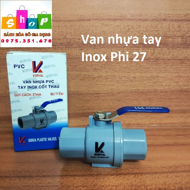 Van bi nhựa 27mm (∅27) tay cầm inox cốt thau - Sản xuất theo công nghệ Hàn Quốc-Giadung24h