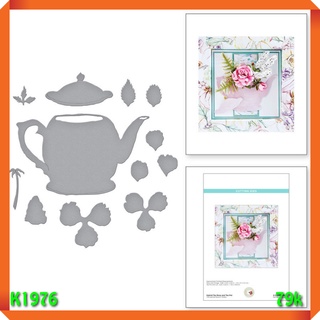 K1976 - set khuôn kim loại cắt ấm trà hoa lá