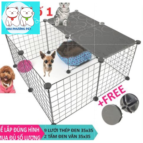 (35x35cm) Miếng ráp quây chó sơn tĩnh điện lưới sắt lắp ráp chuồng chó mèo hoặc ghép kệ để đồ trang trí