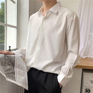 Áo sơ mi dài tay dáng rộng, áo sơ mi trắng nam phom rộng Coo hở cúc, thích hợp đi chơi, đi làm SM-001