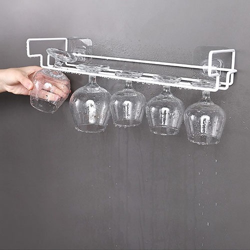 Giá treo 6 ly rượu vang dán tường, dán tủ bếp siêu chắc
