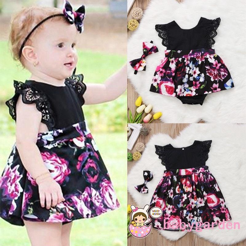 Baby Girl Sister Matching Floral Jumpsuit Romper Dress Outfits Set