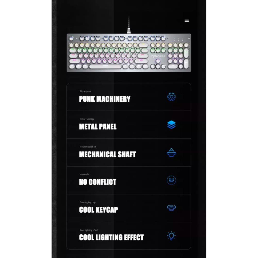 Bàn phím cơ chơi game Inphic V950P ​​dùng cho game thủ chuyên nghiệp LED RGB siêu đẹp - Chính Hãn