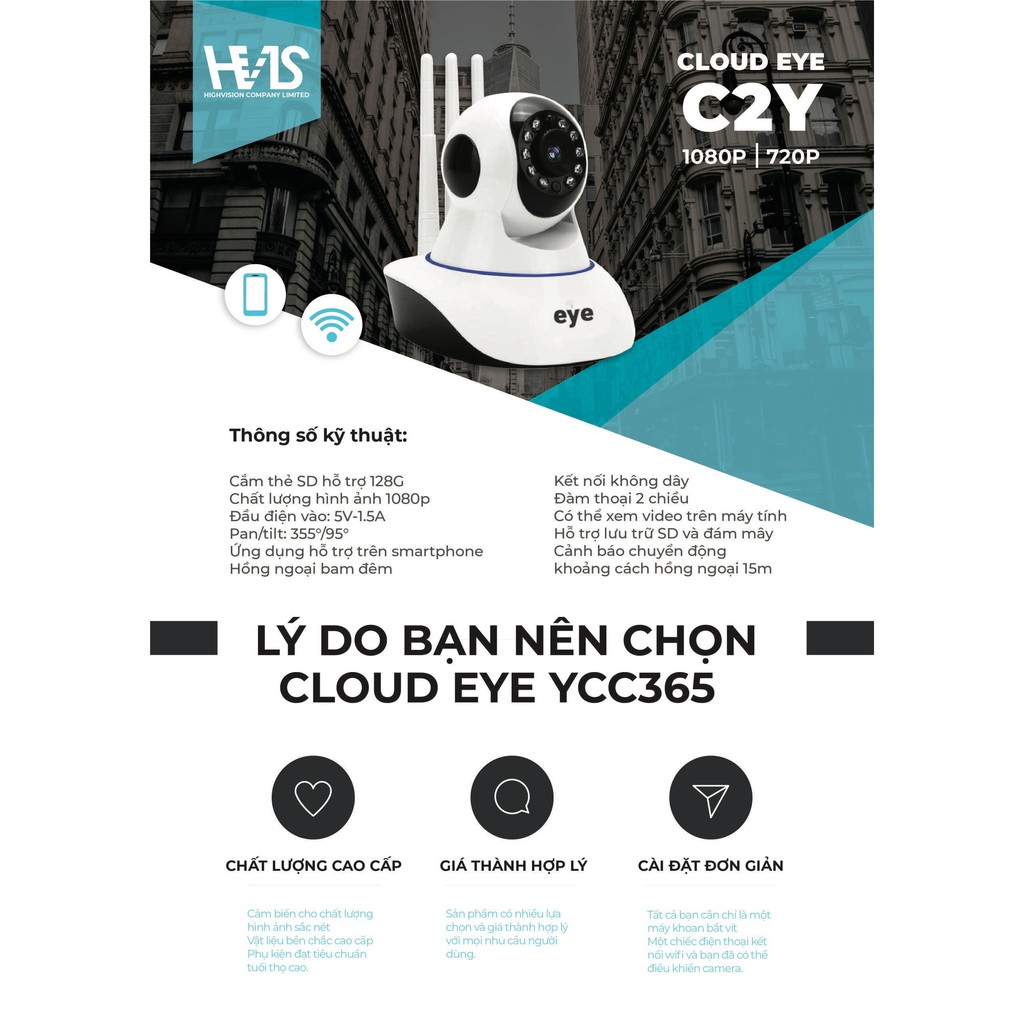 Camera EyE wifi chuẩn HD siêu nét bảo hành 2 năm