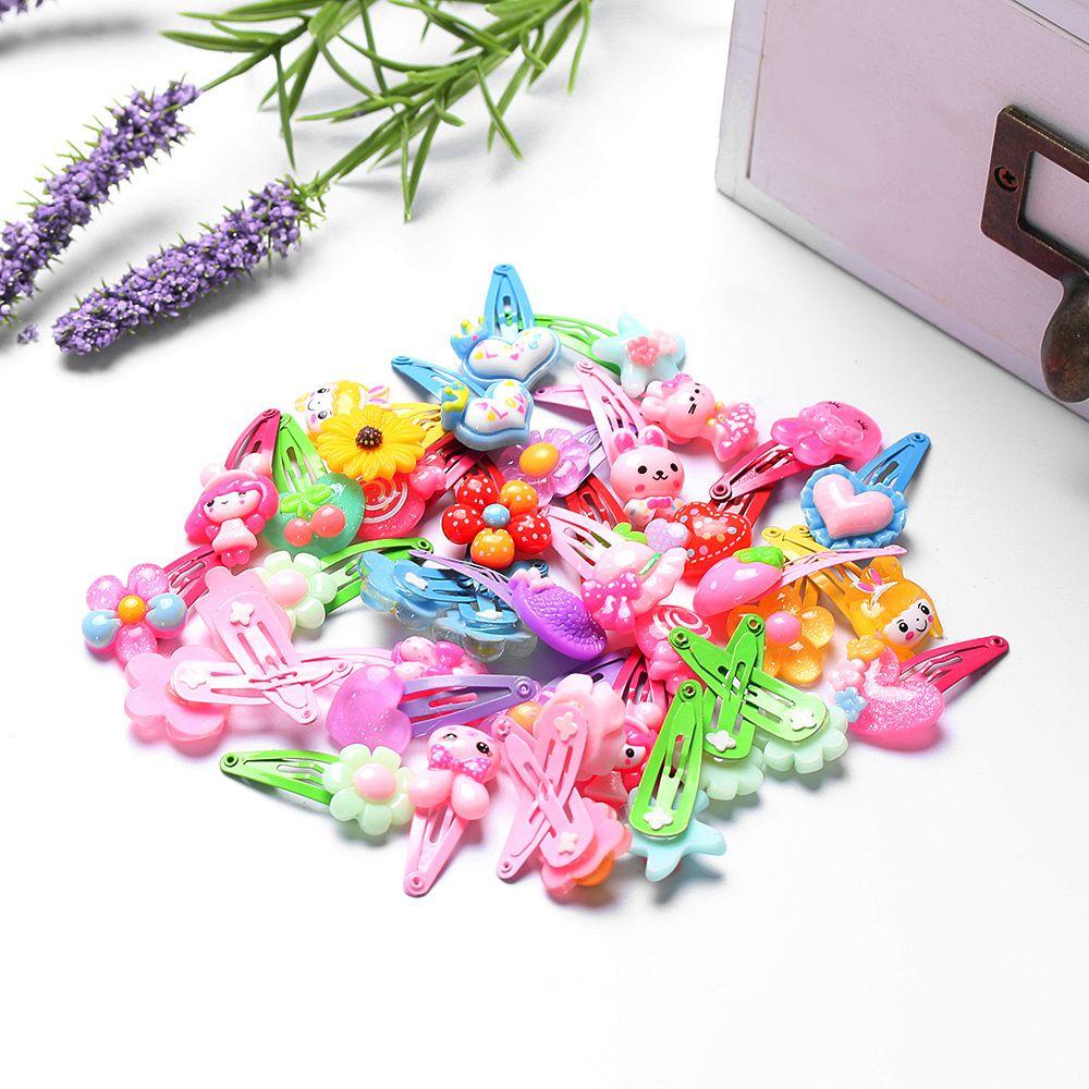 Set 10 / 20 Kẹp Tóc Hình Hoa Hoạt Hình Nhiều Màu Sắc Cho Bé Gái