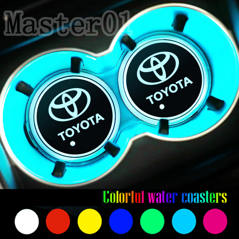 1 Cặp Đế Lót Ly Có Đèn Led Nhiều Màu Trang Trí Nội Thất Xe Hơi Toyota Crown Camry Vios Corolla 4runner Tundra
