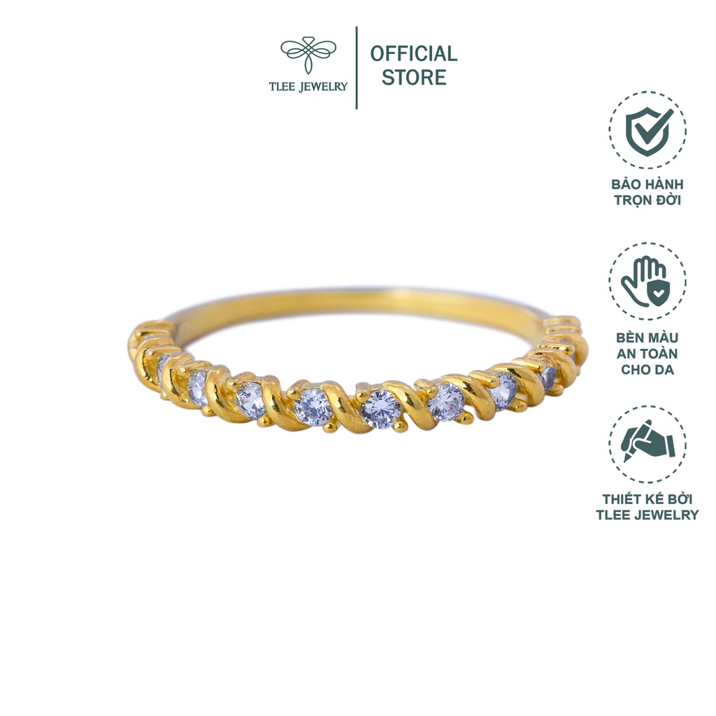 Nhẫn bạc nữ TLEE mạ vàng 14k viền đá bao xoắn sang trọng TleeJewelry A0138