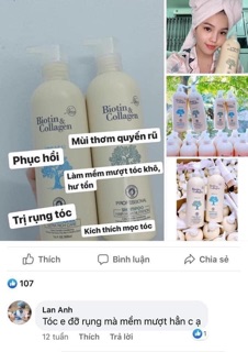 Cặp dầu gội xả Biotin trắng 1 lít