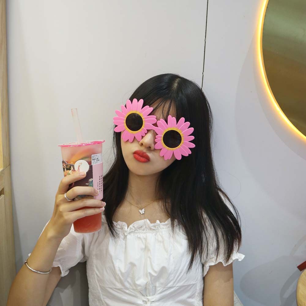 Mắt kính họa tiết hoa cúc thời trang sành điệu dễ thương cho nữ