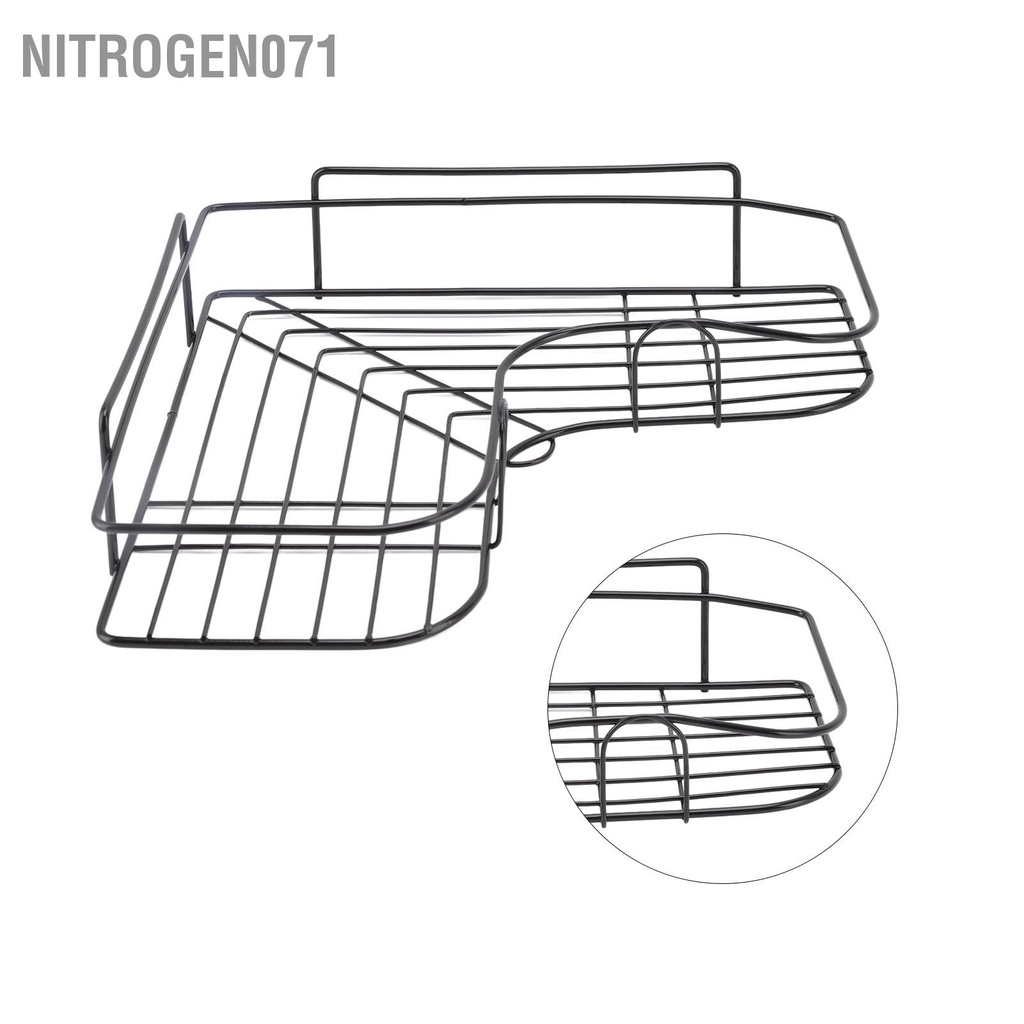 Nitrogen071 Kệ góc nhà tắm phun sơn tĩnh điện dán tường siêu dính trong nhà tắm, nhà bếp tiện dụng - Hình Tam Giác Bằng Sắt