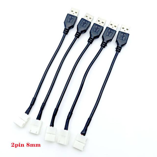 Đầu Nối Dây Đèn Led Dc5V Usb Sang 2 Pin 8mm Dc 5v 2835 3528