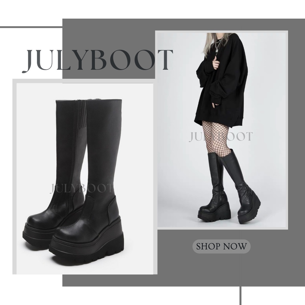 (SẴN) (có hộp) Boots Cổ Cao Đế Bánh Mì Có Khoá Kéo (ảnh thật)