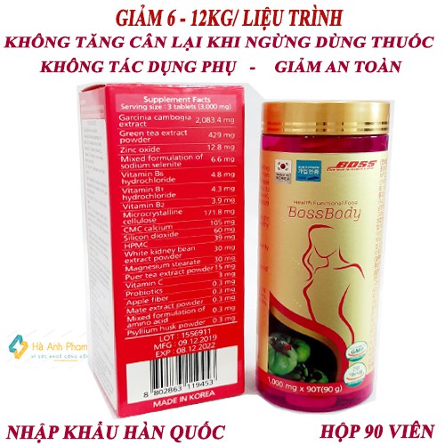 Viên uống giảm cân VigoOneXL BOSSBODY giảm cân an toàn giảm cân hiệu quả 90 viên